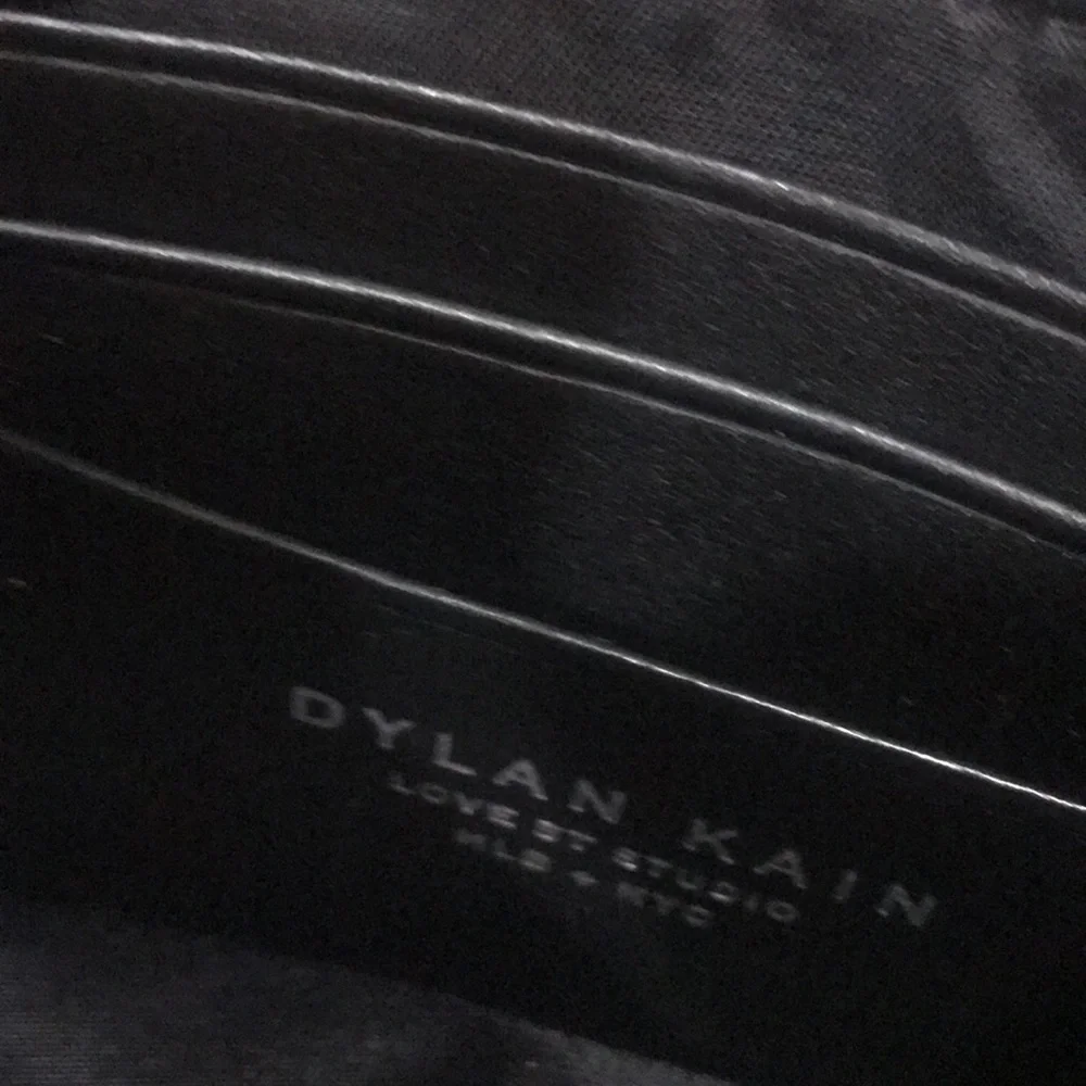 DYLAN KAIN black leather zipper skinny wallet three credit card inserts